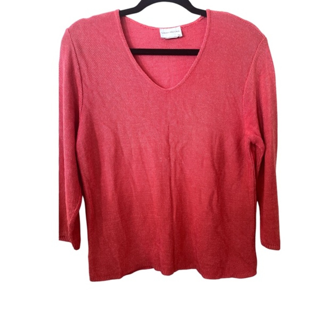 Sarah Arizona coral‎ Red color V-Neck Sweater
